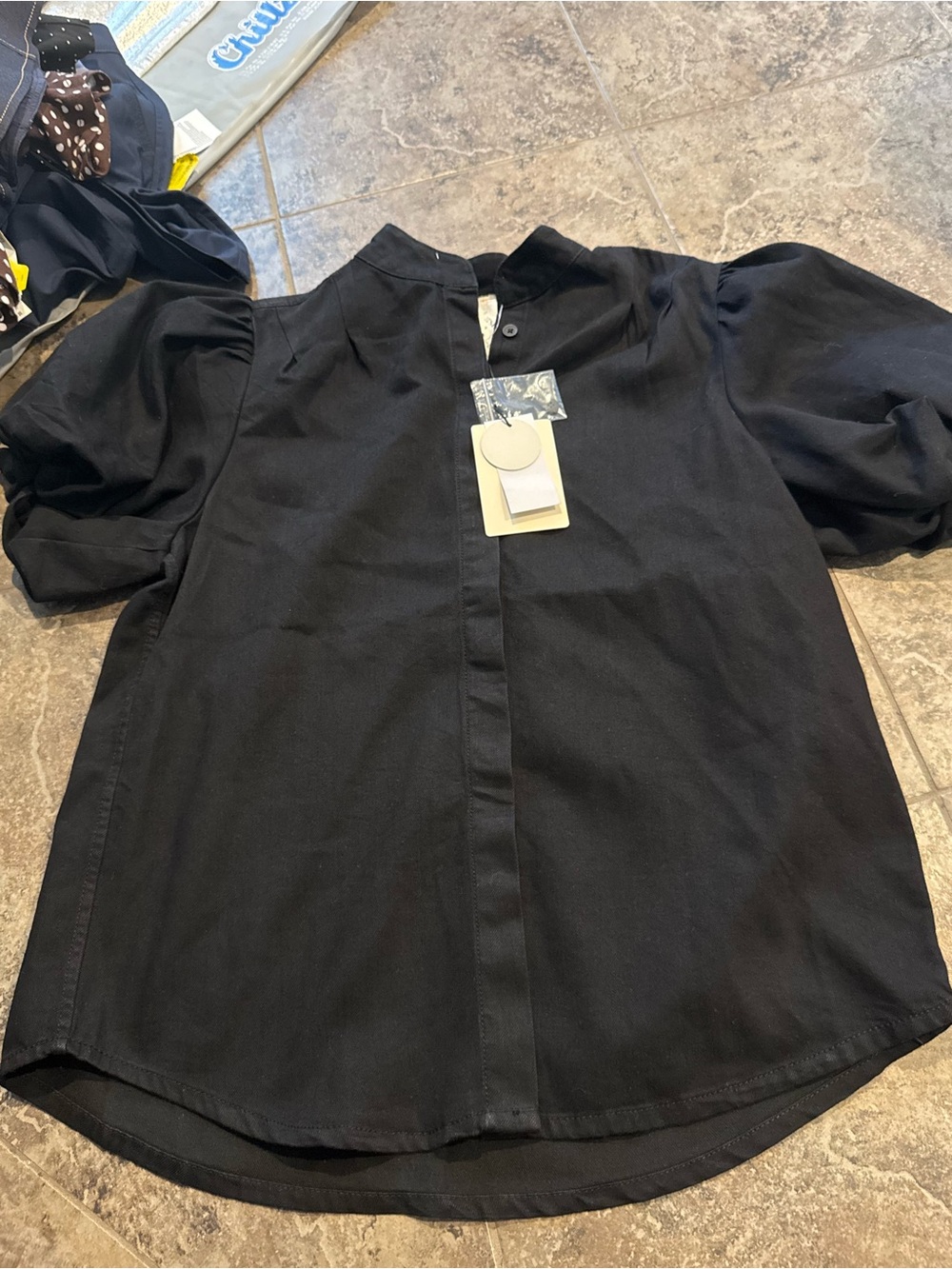 🥦Black Puff-Sleeve INDUSTRY Blouse